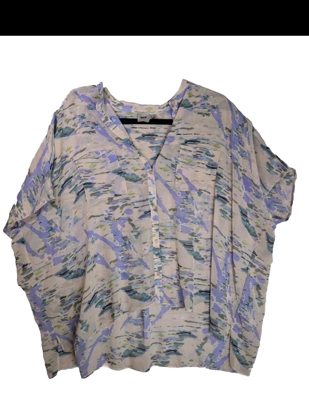 Lavender Abstract Print V-Neck Oversize Square Top